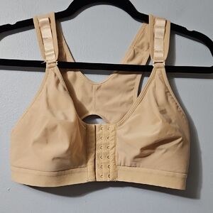 Kimikal Women's Cream Support Sports Bra Front Closure Padded Shoulders Size L